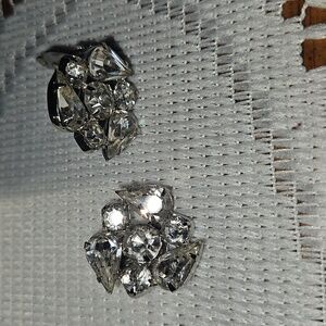Elegant Silver Crystal Clip-on Earrings